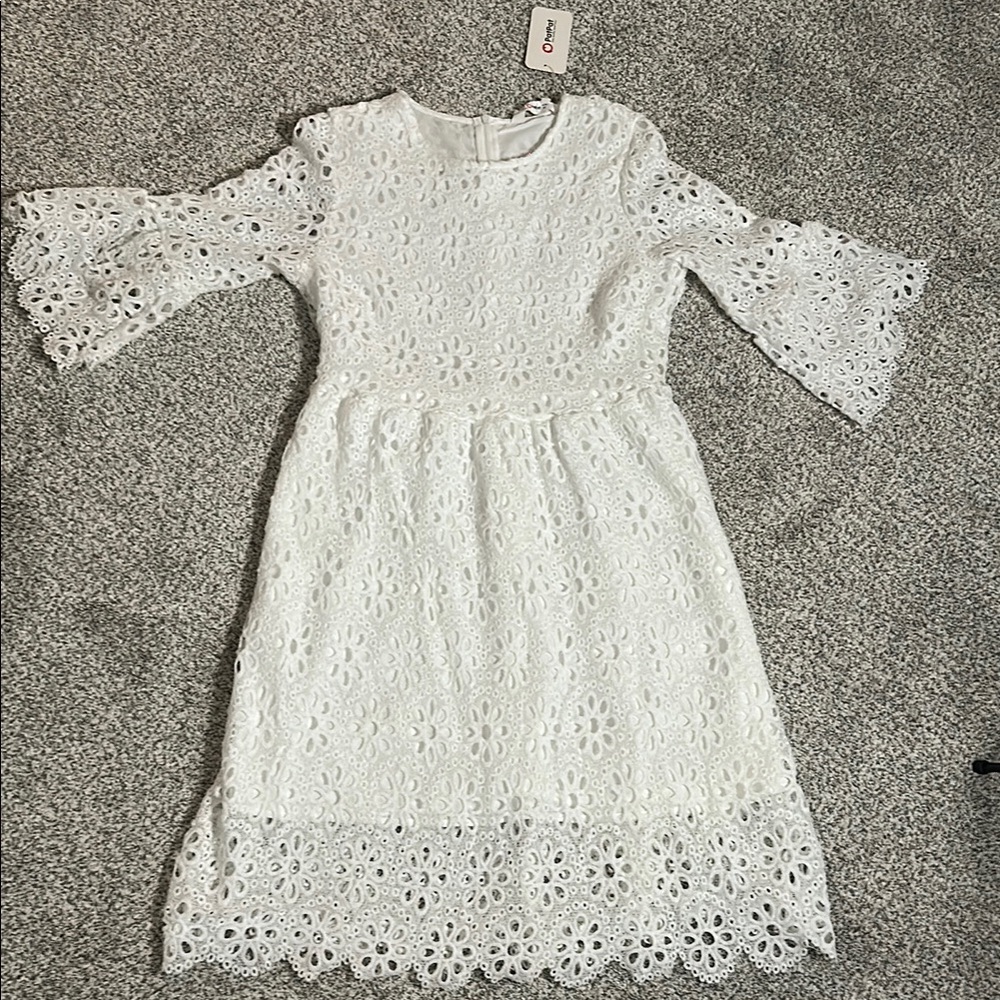 PatPat White Bell Sleeve Midi Sundress for Brides